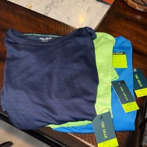 BundleTek Gear Performance Shirts - Dark Blue, Lime Green, Sky Blue.